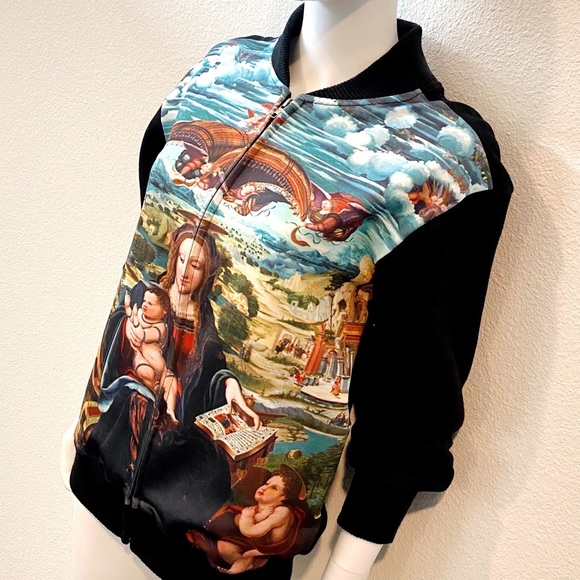 Renaissance Print Fleece Bomber Jacket - Picture 6 of 11